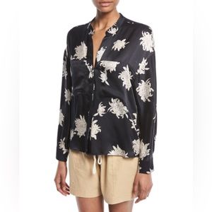 VINCE Cheysanthemum Floral silk blouse Womens size small